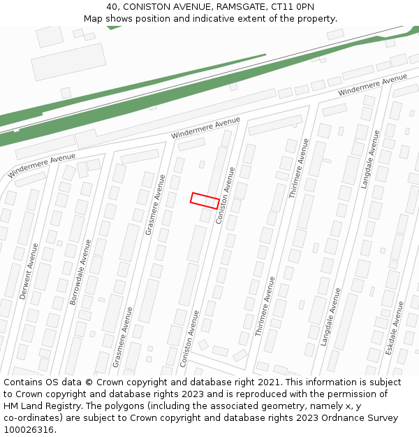 40, CONISTON AVENUE, RAMSGATE, CT11 0PN: Location map and indicative extent of plot