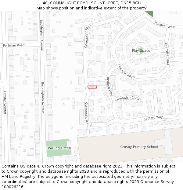 40, CONNAUGHT ROAD, SCUNTHORPE, DN15 8GU: Location map and indicative extent of plot