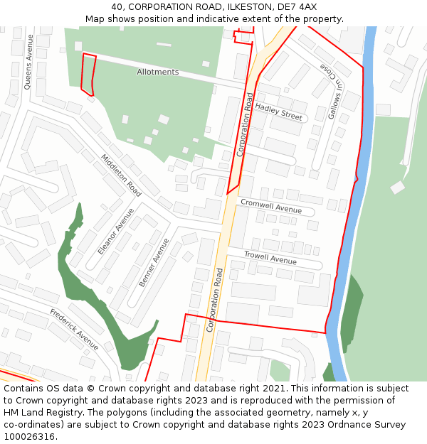 40, CORPORATION ROAD, ILKESTON, DE7 4AX: Location map and indicative extent of plot