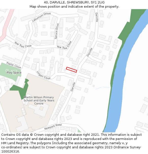 40, DARVILLE, SHREWSBURY, SY1 2UG: Location map and indicative extent of plot