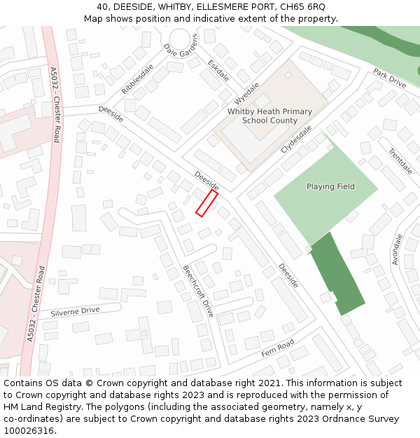 40, DEESIDE, WHITBY, ELLESMERE PORT, CH65 6RQ: Location map and indicative extent of plot