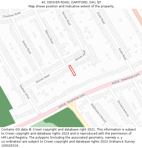 40, DENVER ROAD, DARTFORD, DA1 3JT: Location map and indicative extent of plot