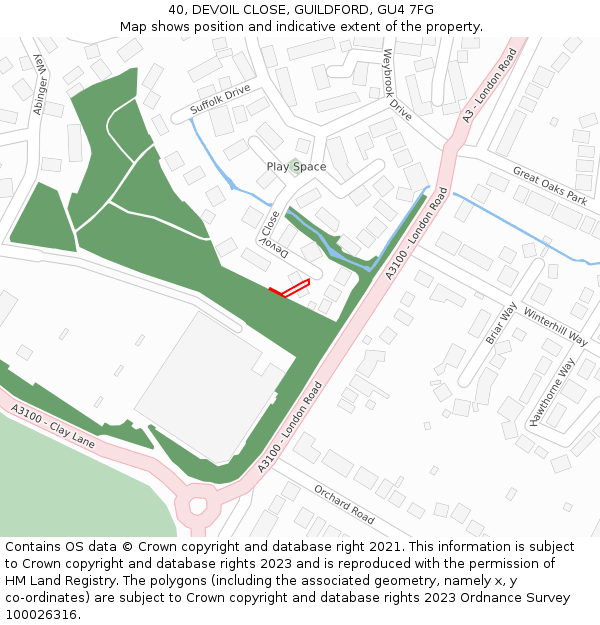40, DEVOIL CLOSE, GUILDFORD, GU4 7FG: Location map and indicative extent of plot