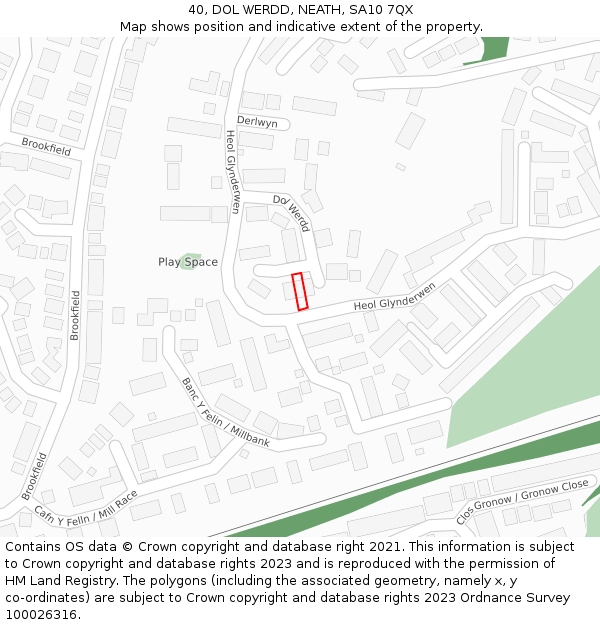 40, DOL WERDD, NEATH, SA10 7QX: Location map and indicative extent of plot