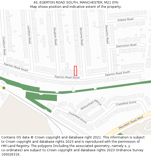 40, EGERTON ROAD SOUTH, MANCHESTER, M21 0YN: Location map and indicative extent of plot