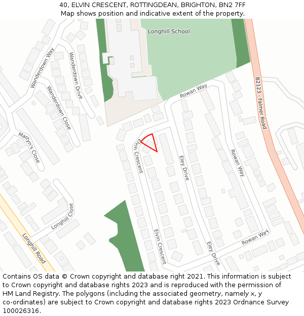 40, ELVIN CRESCENT, ROTTINGDEAN, BRIGHTON, BN2 7FF: Location map and indicative extent of plot