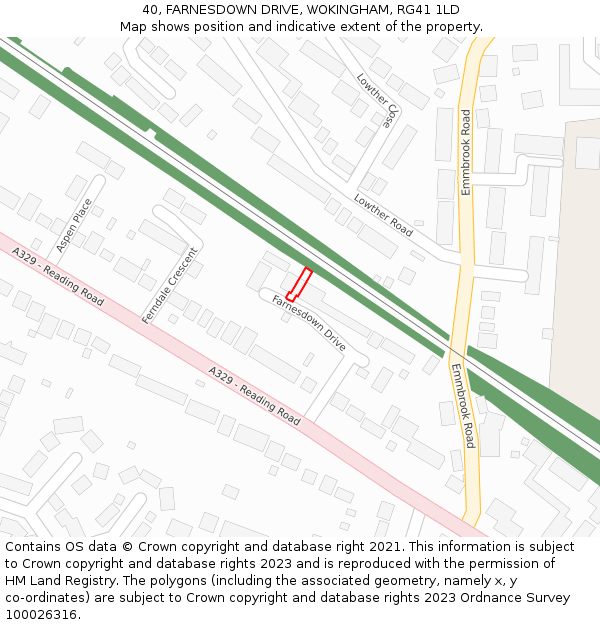 40, FARNESDOWN DRIVE, WOKINGHAM, RG41 1LD: Location map and indicative extent of plot