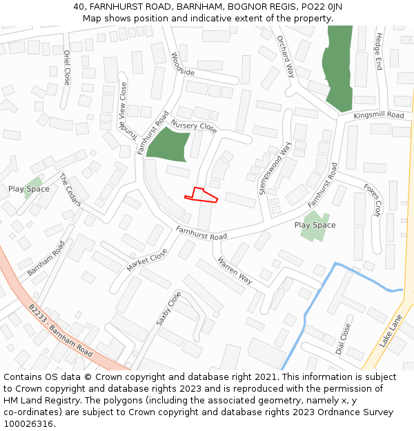 40, FARNHURST ROAD, BARNHAM, BOGNOR REGIS, PO22 0JN: Location map and indicative extent of plot