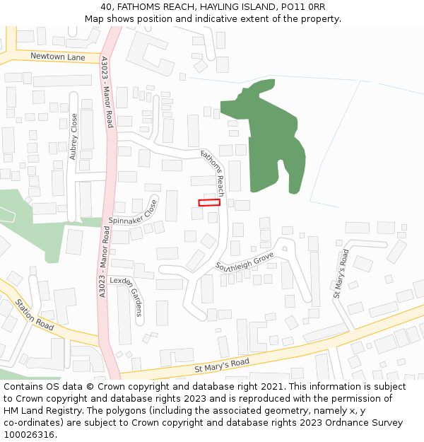 40, FATHOMS REACH, HAYLING ISLAND, PO11 0RR: Location map and indicative extent of plot