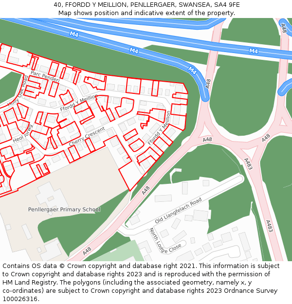 40, FFORDD Y MEILLION, PENLLERGAER, SWANSEA, SA4 9FE: Location map and indicative extent of plot