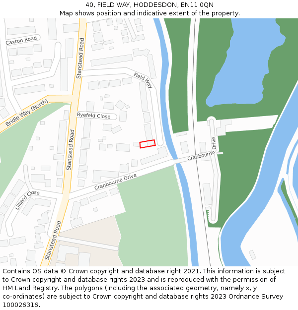 40, FIELD WAY, HODDESDON, EN11 0QN: Location map and indicative extent of plot