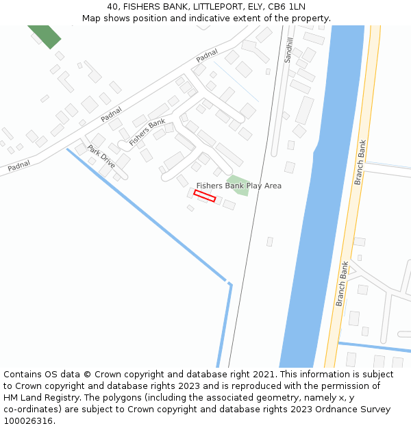 40, FISHERS BANK, LITTLEPORT, ELY, CB6 1LN: Location map and indicative extent of plot