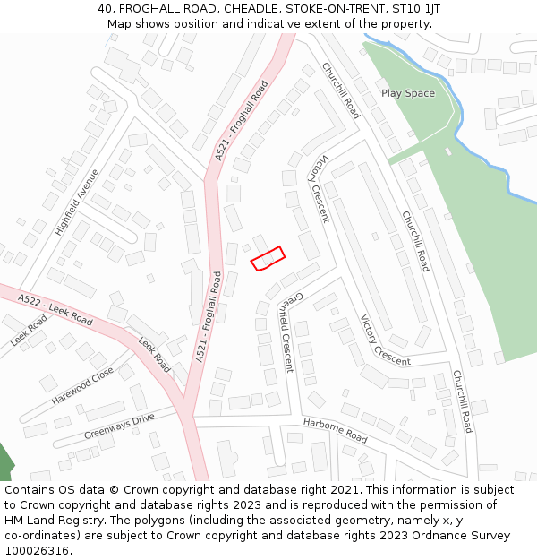 40, FROGHALL ROAD, CHEADLE, STOKE-ON-TRENT, ST10 1JT: Location map and indicative extent of plot