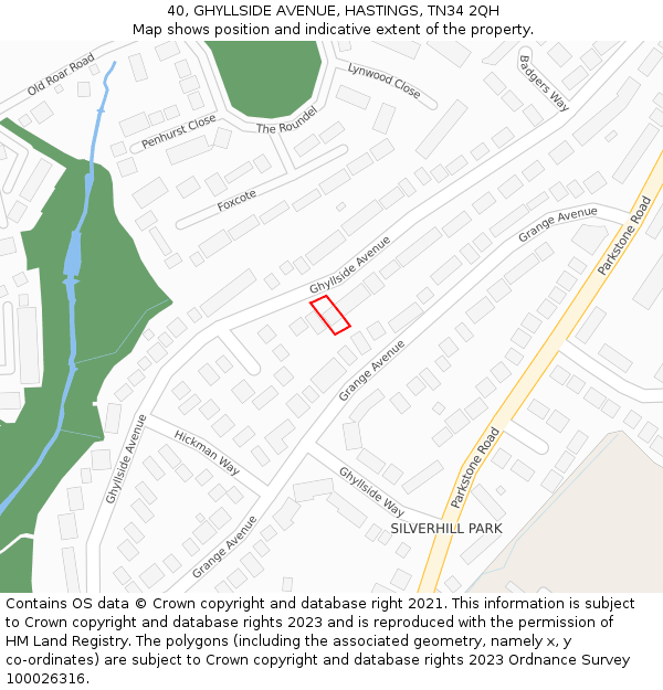 40, GHYLLSIDE AVENUE, HASTINGS, TN34 2QH: Location map and indicative extent of plot