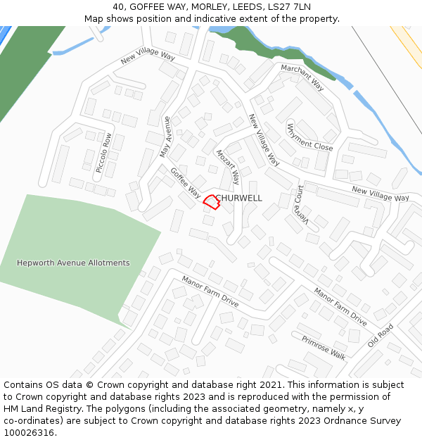 40, GOFFEE WAY, MORLEY, LEEDS, LS27 7LN: Location map and indicative extent of plot