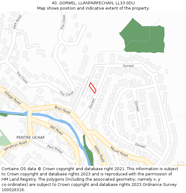 40, GORWEL, LLANFAIRFECHAN, LL33 0DU: Location map and indicative extent of plot