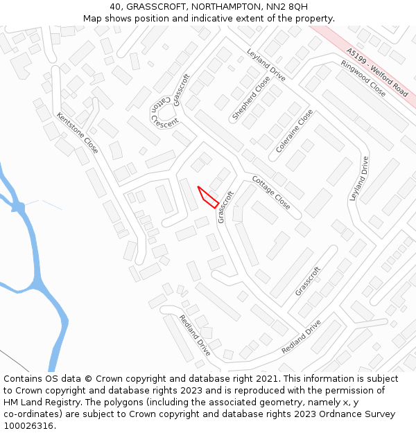40, GRASSCROFT, NORTHAMPTON, NN2 8QH: Location map and indicative extent of plot