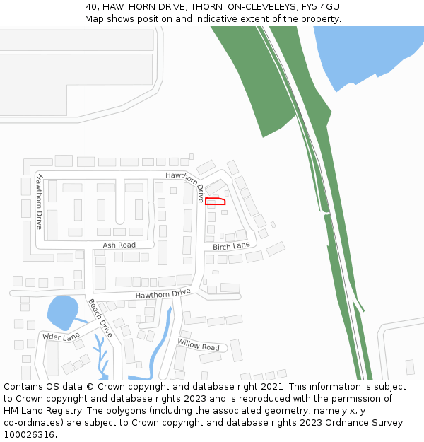 40, HAWTHORN DRIVE, THORNTON-CLEVELEYS, FY5 4GU: Location map and indicative extent of plot