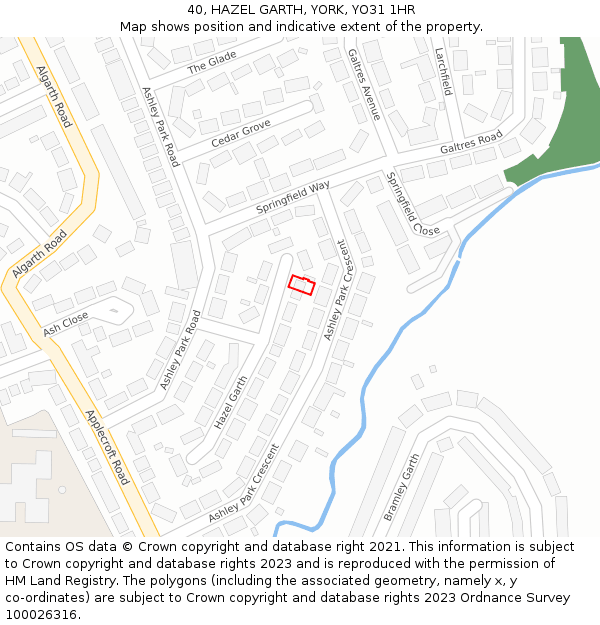 40, HAZEL GARTH, YORK, YO31 1HR: Location map and indicative extent of plot