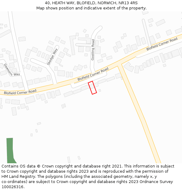 40, HEATH WAY, BLOFIELD, NORWICH, NR13 4RS: Location map and indicative extent of plot