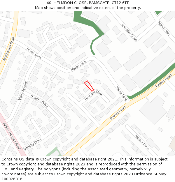 40, HELMDON CLOSE, RAMSGATE, CT12 6TT: Location map and indicative extent of plot