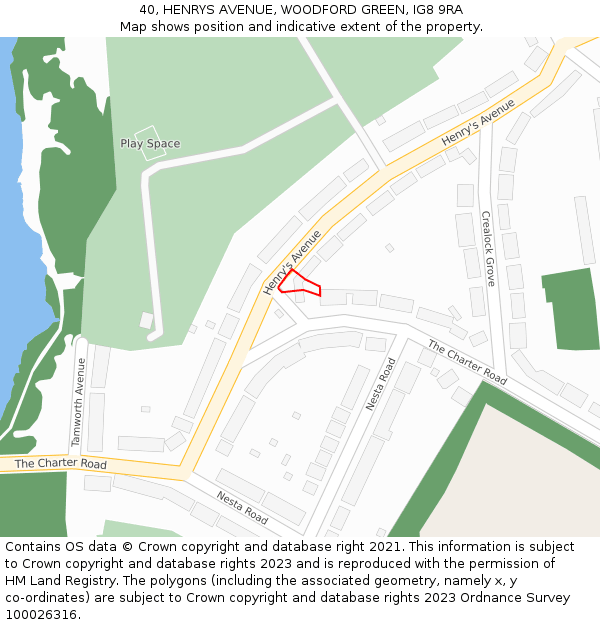 40, HENRYS AVENUE, WOODFORD GREEN, IG8 9RA: Location map and indicative extent of plot