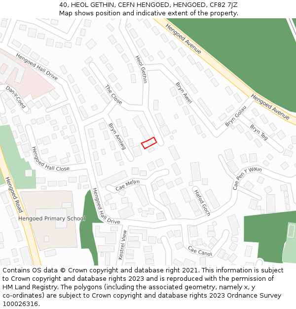 40, HEOL GETHIN, CEFN HENGOED, HENGOED, CF82 7JZ: Location map and indicative extent of plot