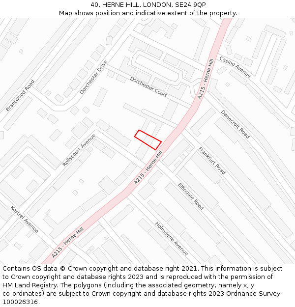 40, HERNE HILL, LONDON, SE24 9QP: Location map and indicative extent of plot