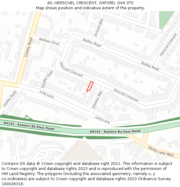 40, HERSCHEL CRESCENT, OXFORD, OX4 3TS: Location map and indicative extent of plot