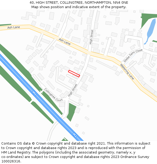 40, HIGH STREET, COLLINGTREE, NORTHAMPTON, NN4 0NE: Location map and indicative extent of plot