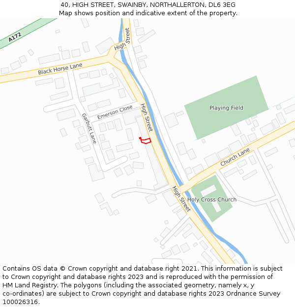 40, HIGH STREET, SWAINBY, NORTHALLERTON, DL6 3EG: Location map and indicative extent of plot