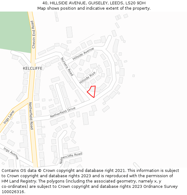 40, HILLSIDE AVENUE, GUISELEY, LEEDS, LS20 9DH: Location map and indicative extent of plot