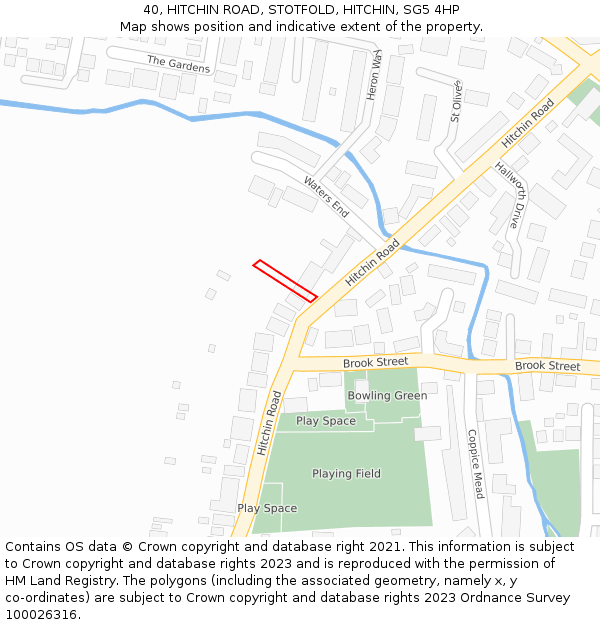 40, HITCHIN ROAD, STOTFOLD, HITCHIN, SG5 4HP: Location map and indicative extent of plot