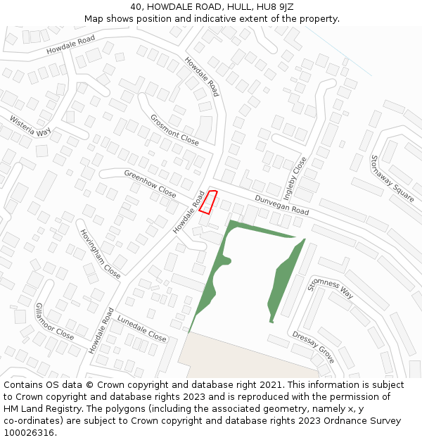 40, HOWDALE ROAD, HULL, HU8 9JZ: Location map and indicative extent of plot