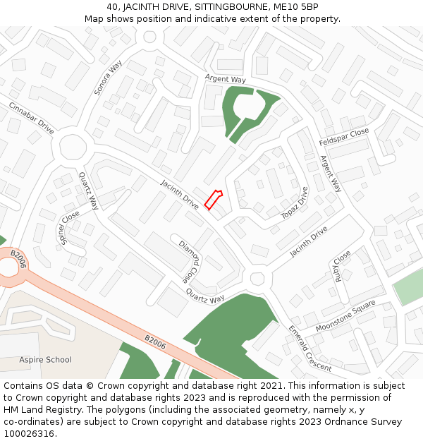 40, JACINTH DRIVE, SITTINGBOURNE, ME10 5BP: Location map and indicative extent of plot