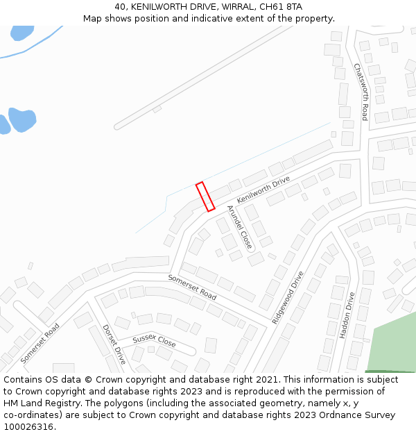 40, KENILWORTH DRIVE, WIRRAL, CH61 8TA: Location map and indicative extent of plot