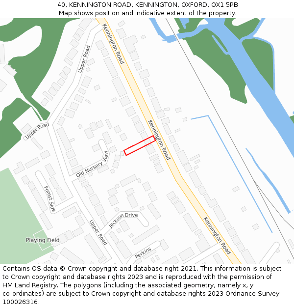 40, KENNINGTON ROAD, KENNINGTON, OXFORD, OX1 5PB: Location map and indicative extent of plot