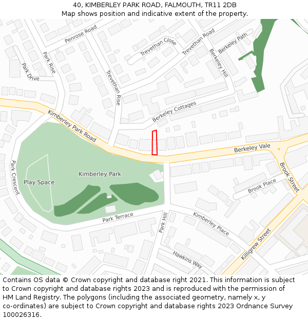 40, KIMBERLEY PARK ROAD, FALMOUTH, TR11 2DB: Location map and indicative extent of plot