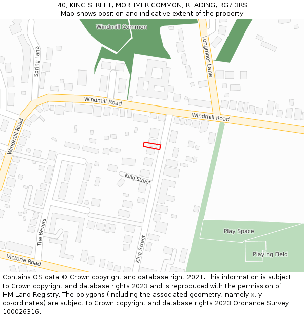 40, KING STREET, MORTIMER COMMON, READING, RG7 3RS: Location map and indicative extent of plot