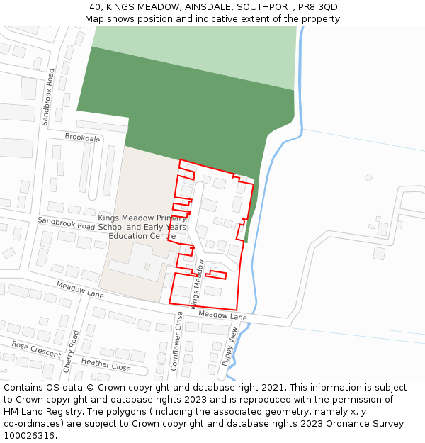 40, KINGS MEADOW, AINSDALE, SOUTHPORT, PR8 3QD: Location map and indicative extent of plot