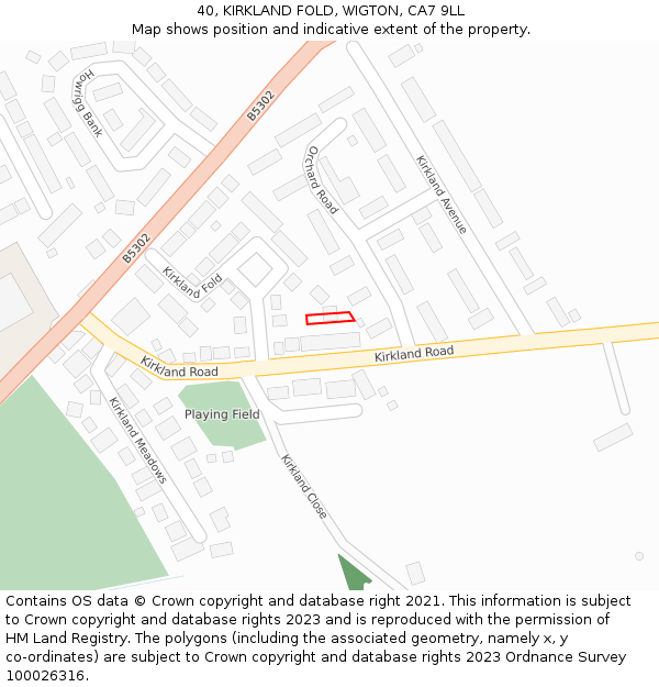 40, KIRKLAND FOLD, WIGTON, CA7 9LL: Location map and indicative extent of plot
