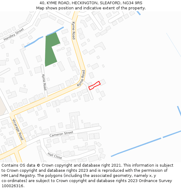 40, KYME ROAD, HECKINGTON, SLEAFORD, NG34 9RS: Location map and indicative extent of plot