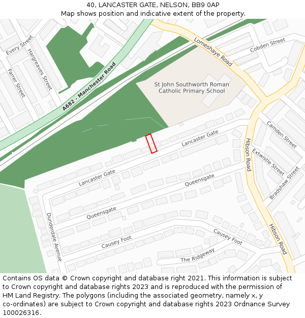 40, LANCASTER GATE, NELSON, BB9 0AP: Location map and indicative extent of plot