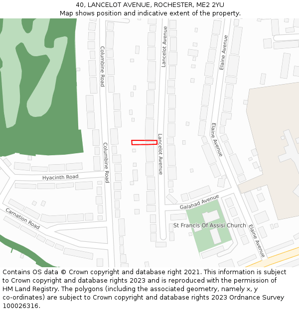 40, LANCELOT AVENUE, ROCHESTER, ME2 2YU: Location map and indicative extent of plot