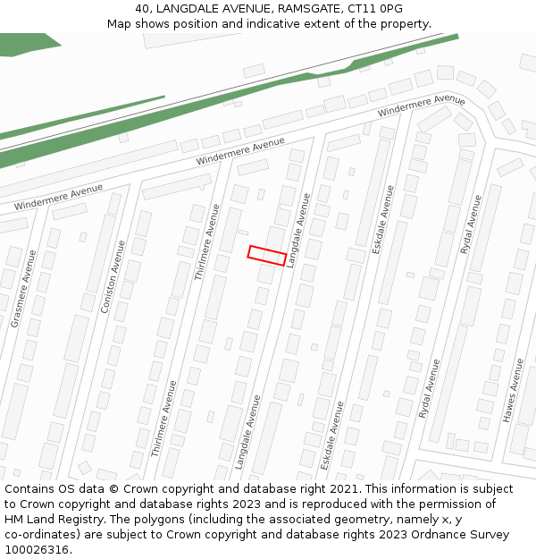 40, LANGDALE AVENUE, RAMSGATE, CT11 0PG: Location map and indicative extent of plot