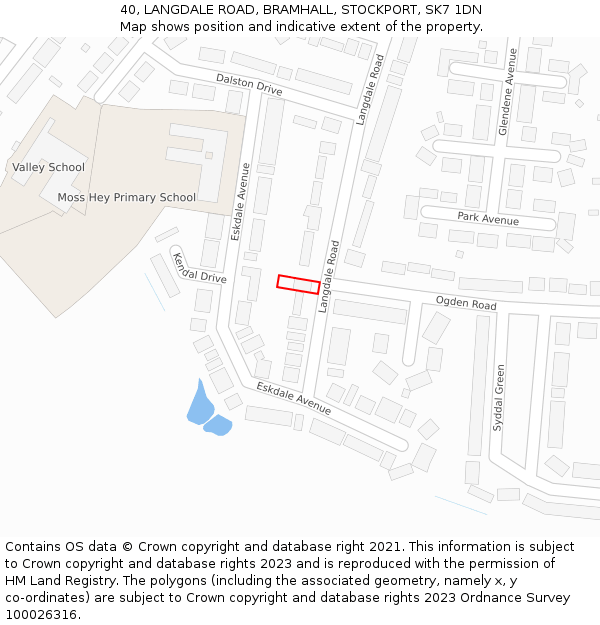 40, LANGDALE ROAD, BRAMHALL, STOCKPORT, SK7 1DN: Location map and indicative extent of plot