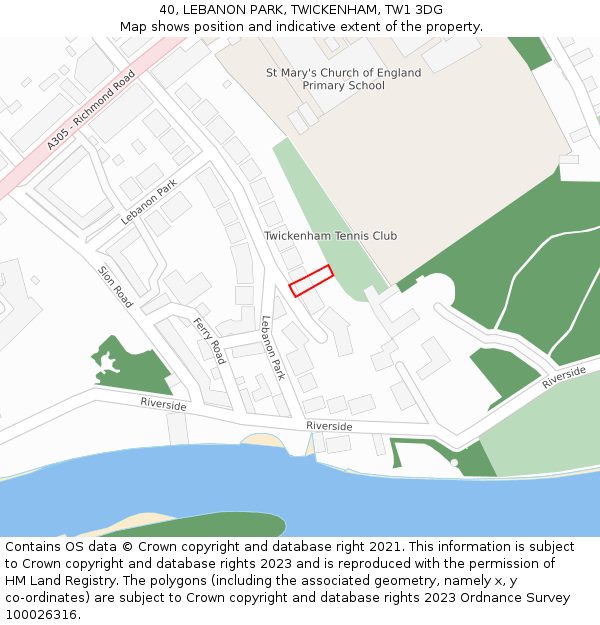 40, LEBANON PARK, TWICKENHAM, TW1 3DG: Location map and indicative extent of plot