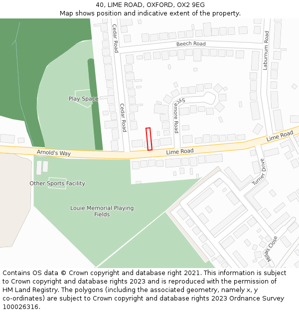 40, LIME ROAD, OXFORD, OX2 9EG: Location map and indicative extent of plot