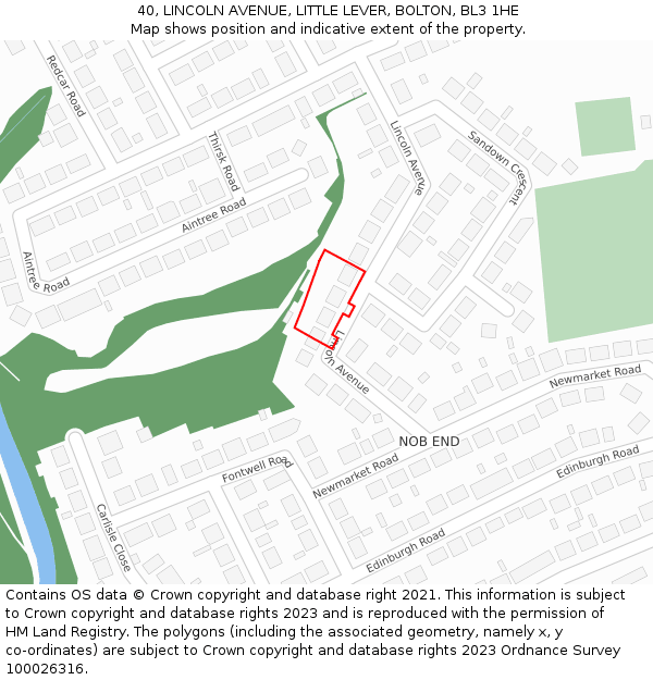 40, LINCOLN AVENUE, LITTLE LEVER, BOLTON, BL3 1HE: Location map and indicative extent of plot