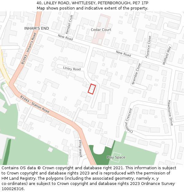 40, LINLEY ROAD, WHITTLESEY, PETERBOROUGH, PE7 1TP: Location map and indicative extent of plot